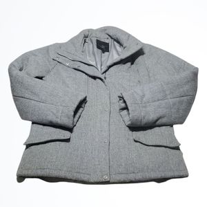 Talbots Womens Gray Relaxed Fit Wool Winter Dressy Puffer Style Jacket Size M